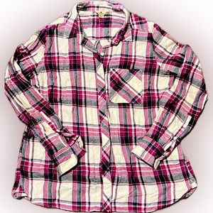 WOOLRICH | LG | WOMENS | BUTTON FLANNEL | PINK / PURPLE / WHITE | PLAID